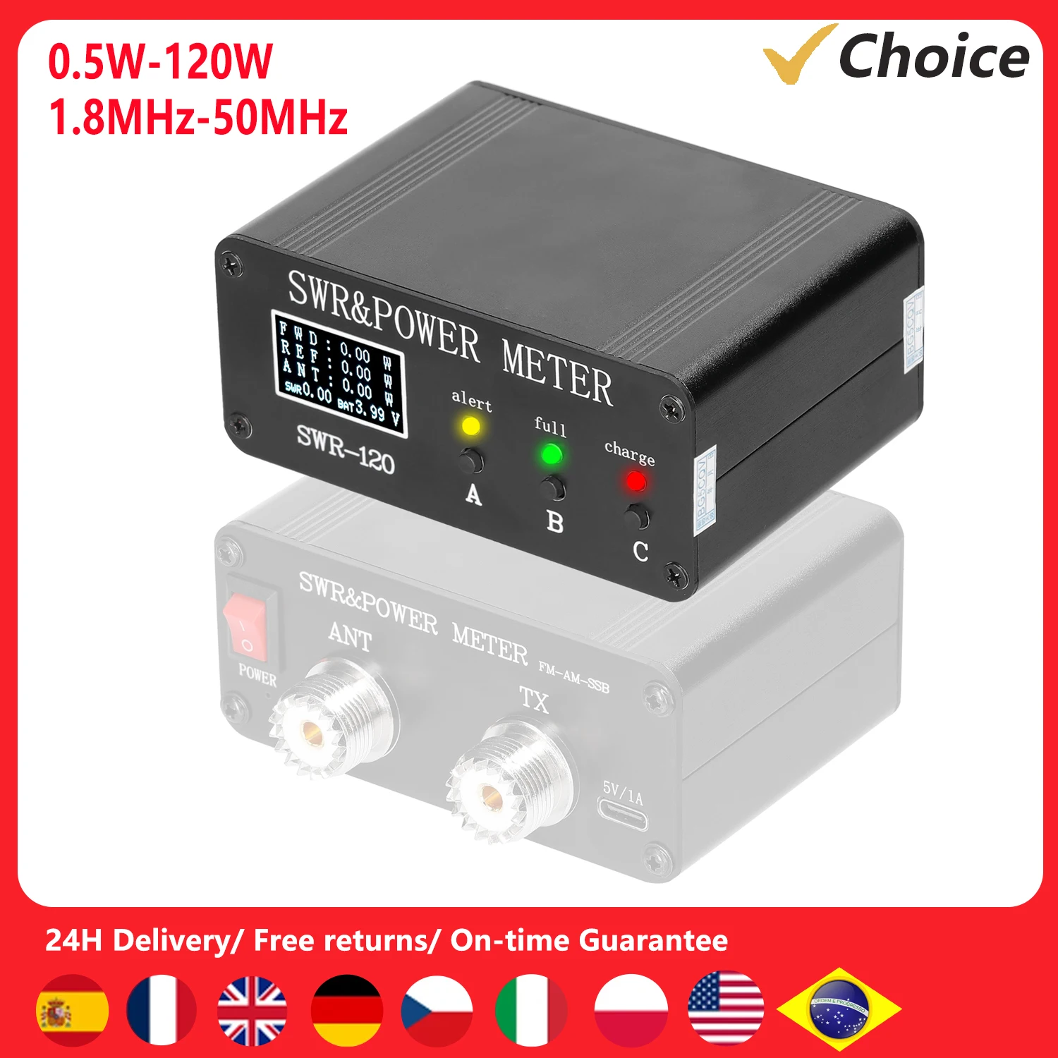 Ксв И Измеритель Мощности 1 8–50 Мгц 0 5–120 Вт Короткие Волны С Перезаряжаемым