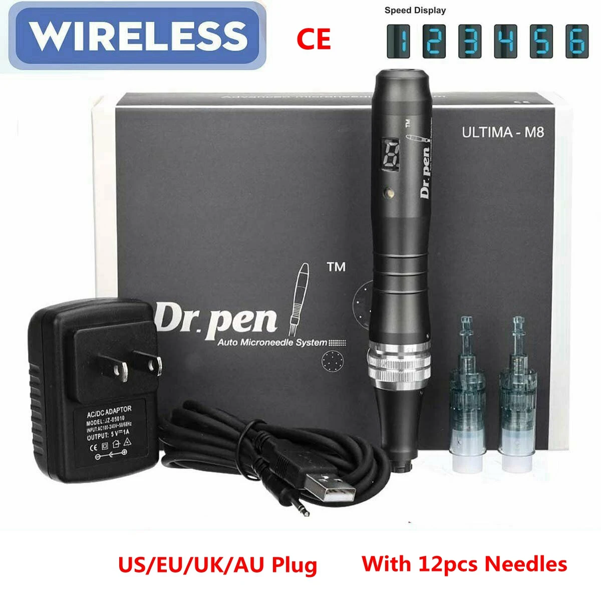 

Dr pen M8 With 12 pcs Cartridges Wireless Derma Pen Skin Care Kit Microneedle Home Use Beauty Machine Ultima dermapen CE