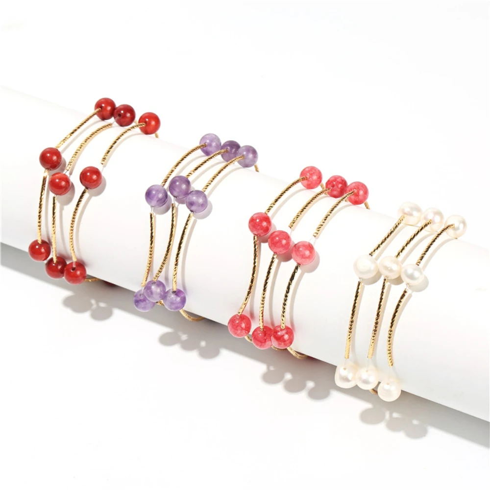 

Festive Red Two-wear Folding Three-circle Happy Pearl Amethyst Bracelet Variable Necklace New Year's Transfer Pearl Bracelet