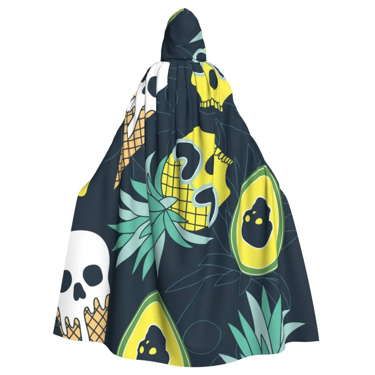 

Unisex Adult Summer Skull Of Hilarious Pineapple Ice Cream Avocado Cloak with Hood Long Witch Costume Cosplay