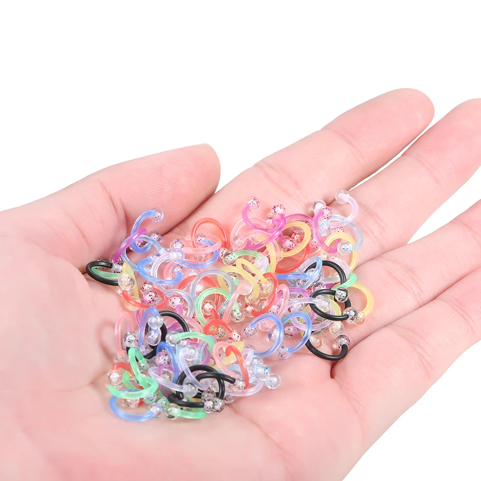 Кольцо для пирсинга 90 шт./лот акриловое украшение носа перегородки хряща губ