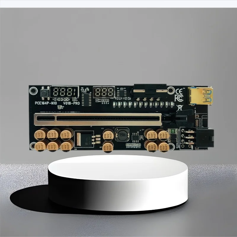 Фото Черный VER018 PRO PCI-E X16 Riser Card USB3.0 Кабель 018 PLUS PCI Express 1X–16X Удлинитель PCIe Адаптер для графического процессора BTC Miner Mining №1