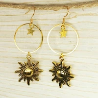 sun and star earrings witchy drop earrings sun goddess accessories gold boho jewelry simple natural fashion jewelry earrings