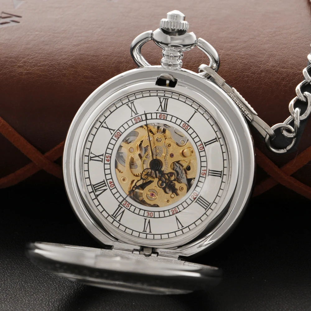 Carved Silver Gold Mechanical Pocket Watch High Quality Unisex Necklace Pendant Jewelry Gift for Men and Women Religio Masculino