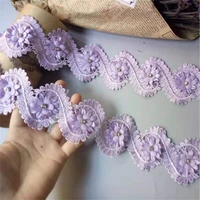 1 yard purple leaf embroidered lace trim ribbon applique fabric handmade diy sewing craft for costume hat shoes decoration