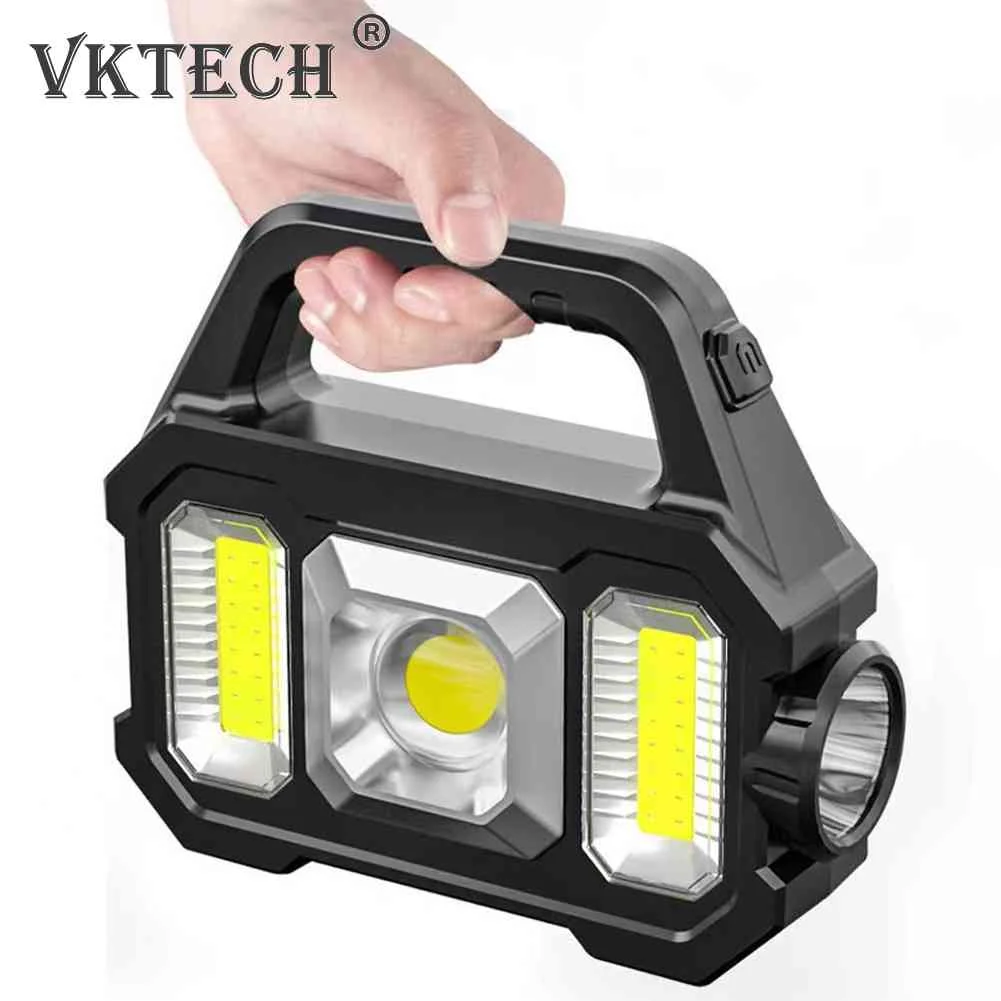 

500lm Rechargeable Flashlight Waterproof 6 Gears Torch Light Portable Powerful Lantern Solar USB Charging for Camping Hiking New