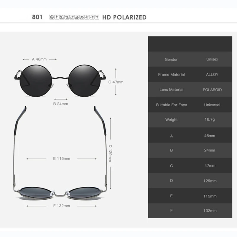 VCKA Men Myopia Sunglasses Women Retro Punk Style Round Metal Frame Sun Glasses Fashion Prescription Eyewear -0.5 to -6.0