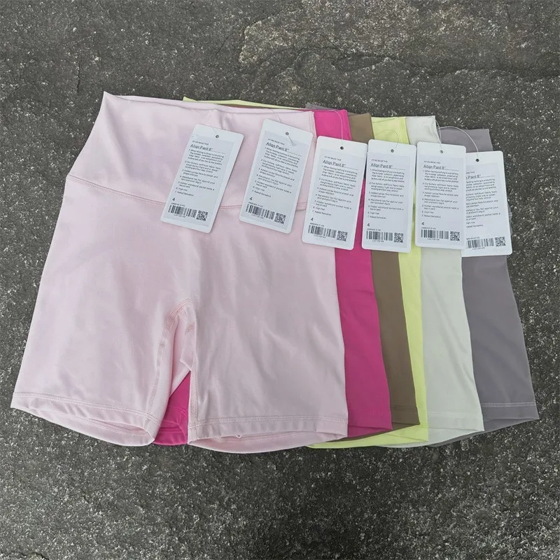 

Solid Color Luluwomen Sports Short With Logo Soft Compression Support Yoga Short Sweat-wickin Comprehensive Training Jog Cycling