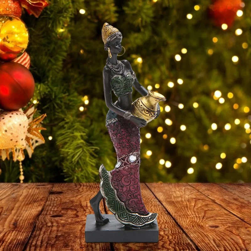 

African American Female Full Body Sculpture Resin Pendant Afr Women Statue Resin African Female Artwork Home Decor Ornament