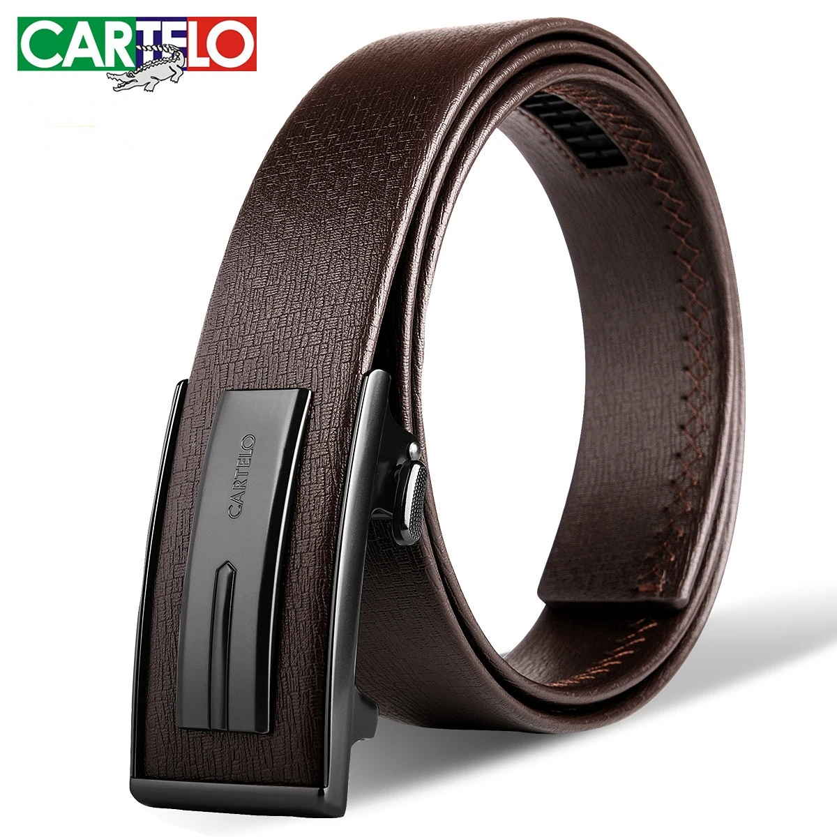 CARTELO Genuine Leather Belt Men Business Casual Black Coffee Leather Belt Luxury Brand High Quality Mens Belts Automatic Buckle