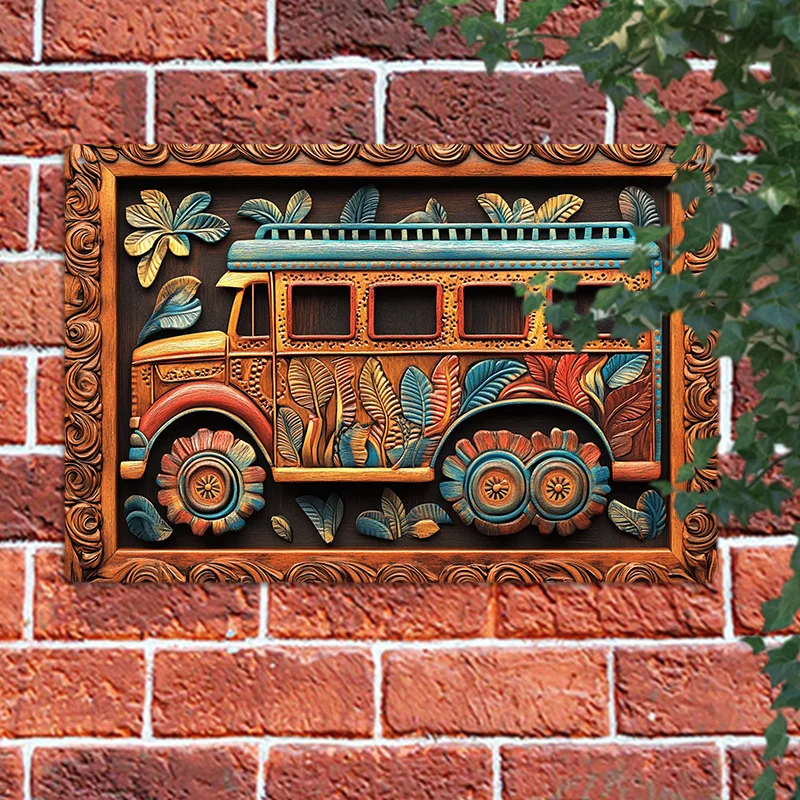 1 шт. алюминиевый настенный рисунок в винтажном дизайне автобуса