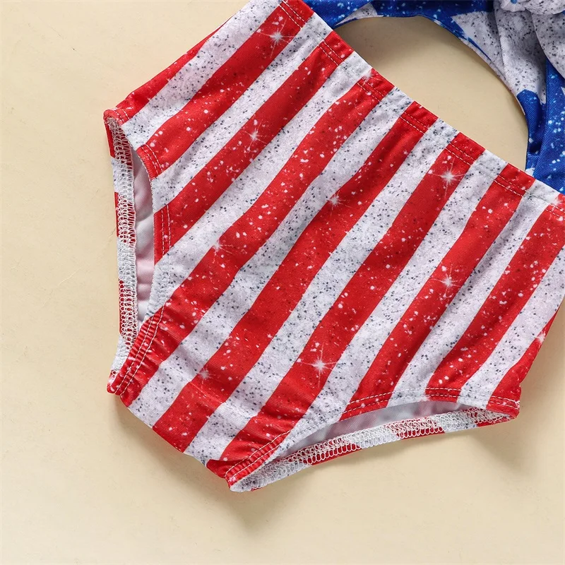 Купальник для маленьких девочек 4 июля купальный костюм с флагом США комбинезон