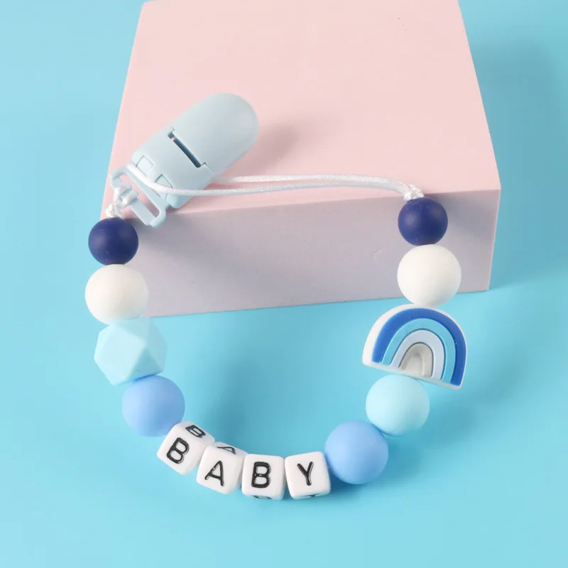 

Baby Pacifier Clip Personalised Name Colorful Pacifier Chain for Baby Teething Soother