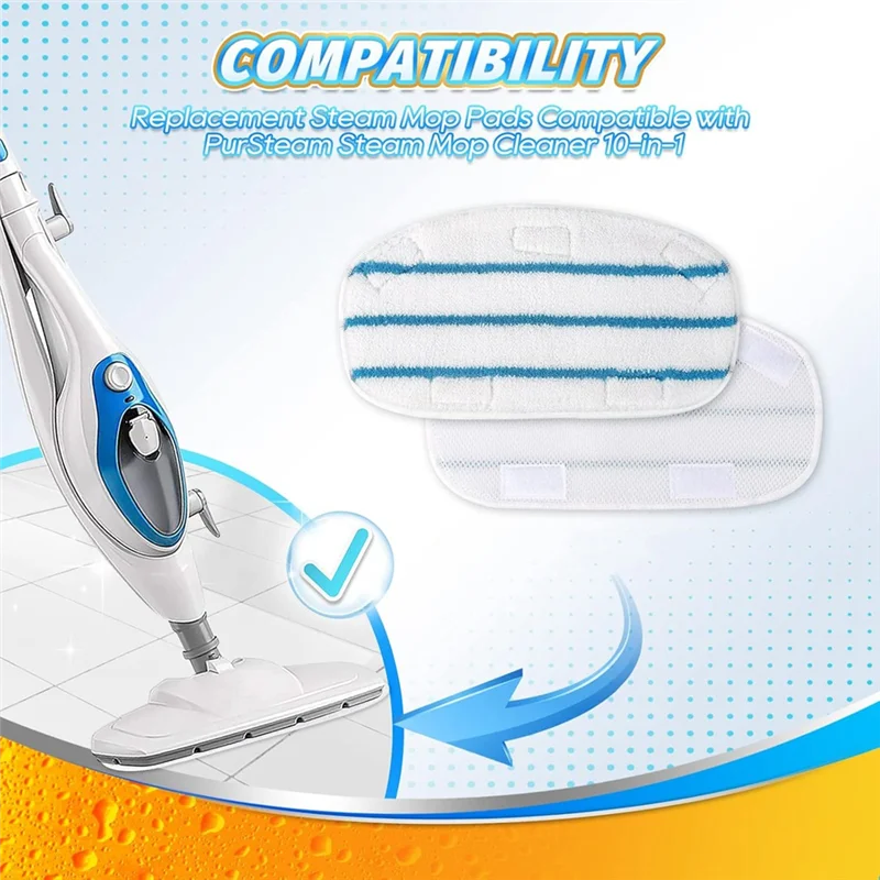 Фото Аксессуары для пароочистителя для Pursteam Thermapro 10-в-1 очиститель паровой швабры моющиеся подушечки из микрофибры для паркетного пола-[2025] №2