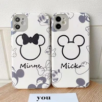 disney mickey mouse phone case for iphone 7 8 plus se2 xs max xr 11 pro max 12 pro max lambskin phone back cover cartoon shells