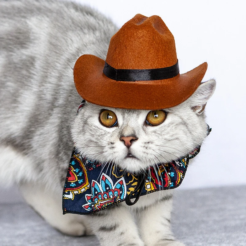 Funny Pet Straw Hat for Dog Cat Western Cowboy Hat Photo Prop Dog Cap for Halloween Christmas Street Party Pet Accessories