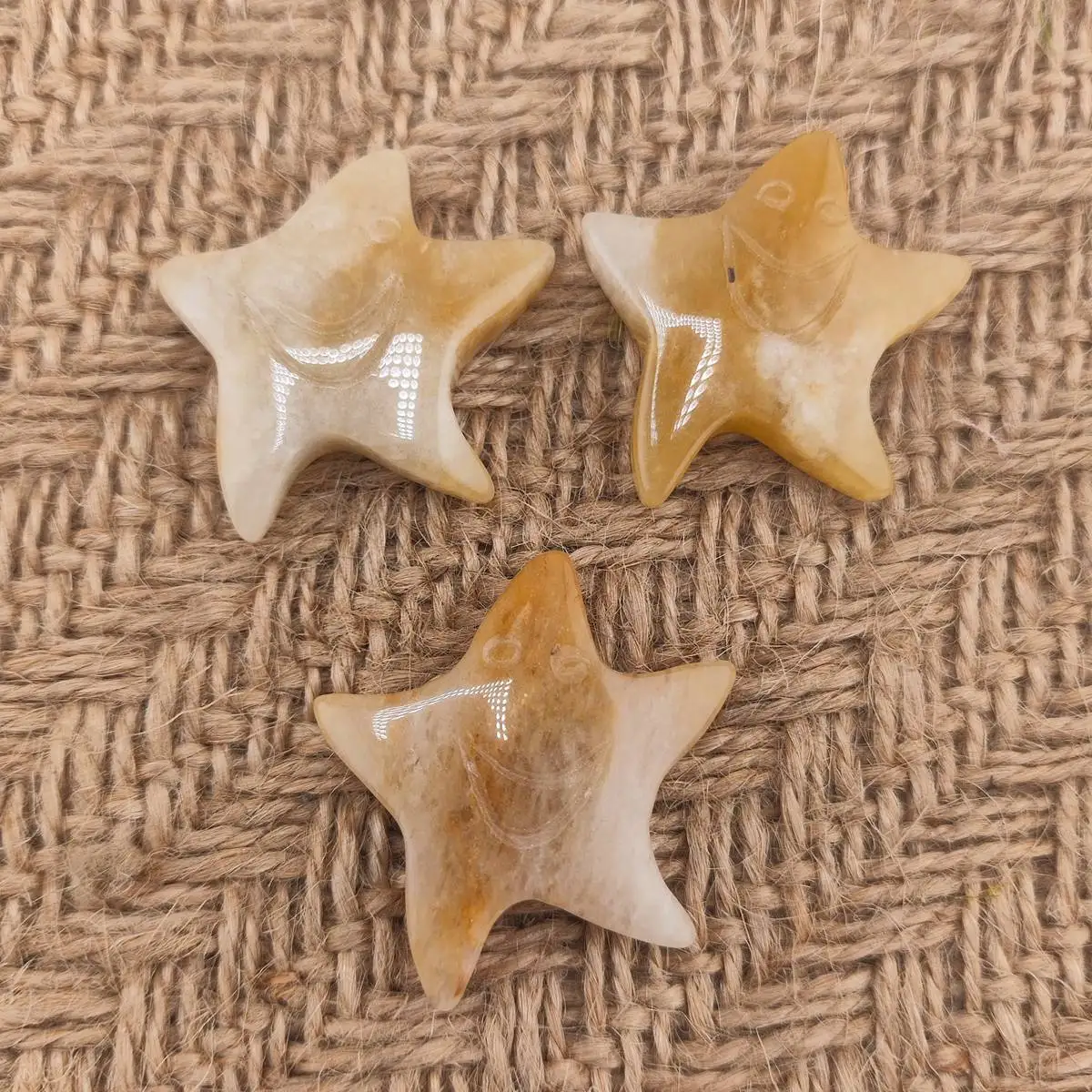 Желтая Нефритовая статуэтка с орнаментом улыбающейся морской звезды скульптура