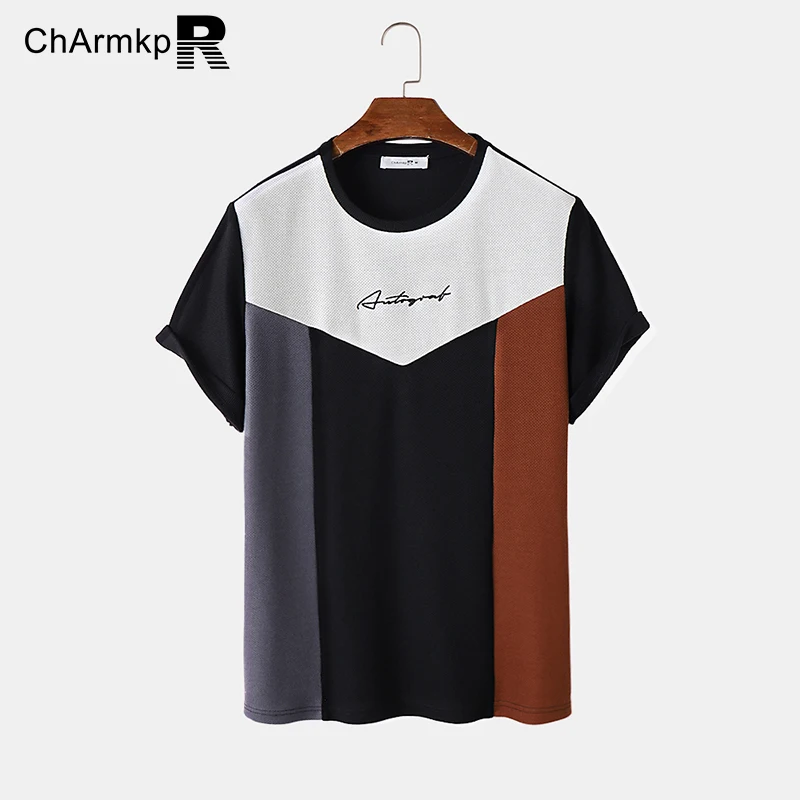 

Модные летние футболки ChArmkpR, Мужская одежда, повседневная футболка, блузки, футболка с коротким рукавом, цветные вышитые трикотажные топы