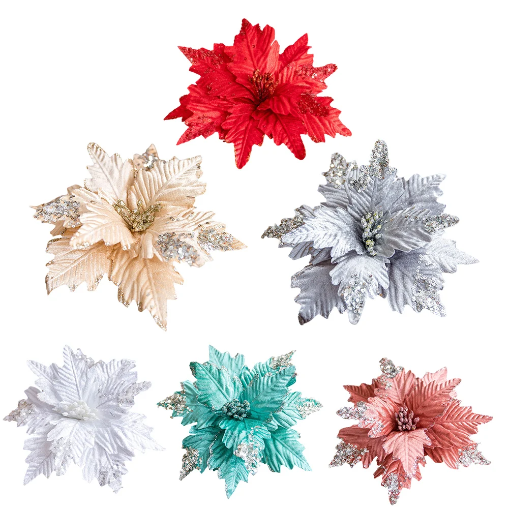 Рождественские цветы блестящие искусственные рождественская елка подвесное