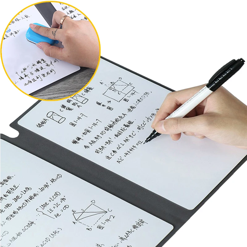 A5 Reusable Erasable Whiteboard Notebook Writing Memo Pad Cleanable Writing Blank Board Stationery Pads Office Notepad Notebooks