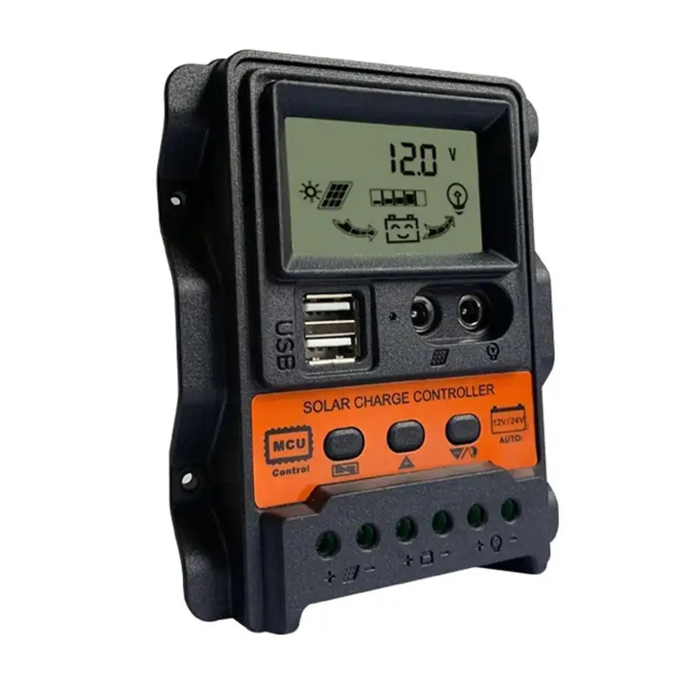 Контроллер заряда солнечной батареи, 10 А 20 А 30 А, ШИМ-контроллер, фотоэлектрический ЖК-дисплей с аккумулятором, инструмент для зарядки, контроллер A E7E3