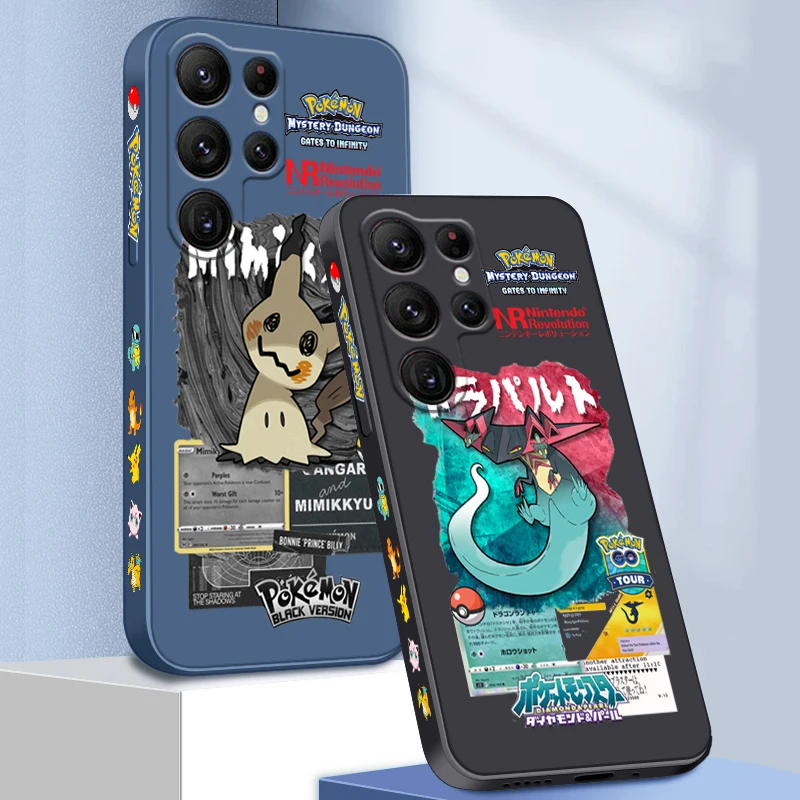 

Pokemon Mimikyu Dragapult Liquid Left Rope For Samsung Galaxy S23 S22 S21 S20 FE S10 Ultra Plus Lite 5G Cover Phone Case