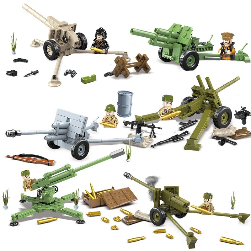 

WW2 German Soviet Soldiers Figure Military Building Blocks Accessories Anti-aircraft Rocket Weapon Gun Models Toys Bricks Gift