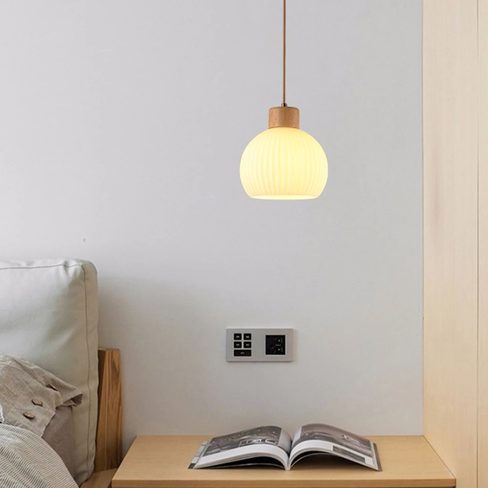 Nordycki minimalistyczny szklany wisiorek światła japońskie lampy wiszące LED do jadalni salon kuchnia lampka nocna dekoracja wnętrz