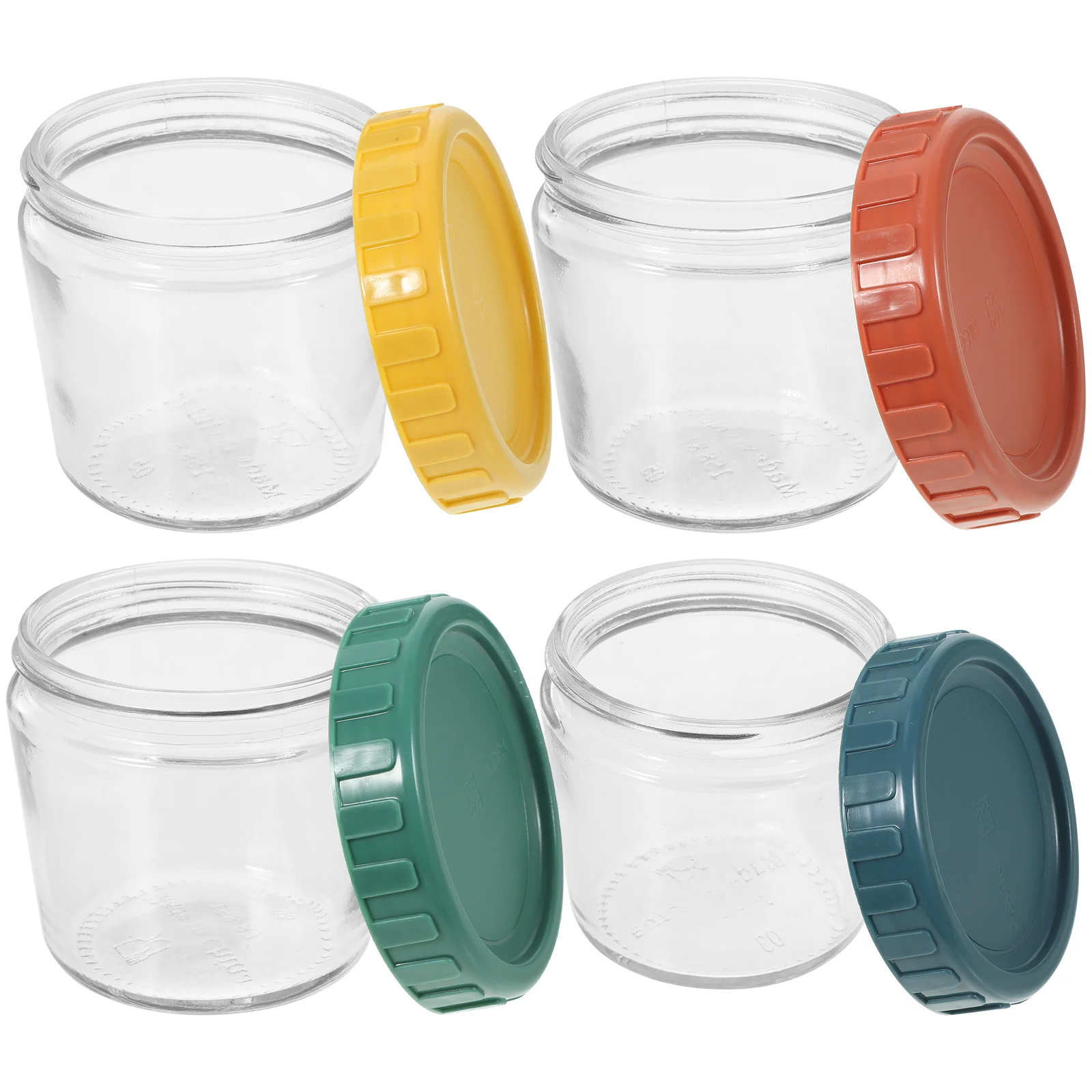 

4 Pcs Cereals Canister Coffee Beans Jar Food Containers Lids Sealed Glass Storage Yogurt Cup Sugar Jars