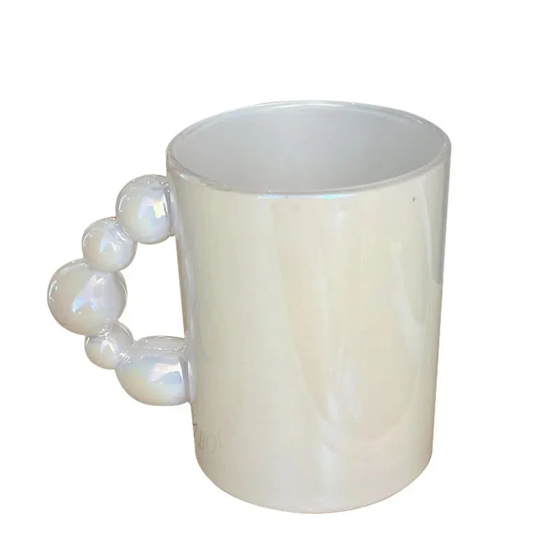 

Цветная прозрачная стеклянная кофейная чашка с жемчужной ручкой, 350 мл, термостойкая чашка для молока, многоразовая десертная Свадебная стеклянная чайная чашка-пузырь