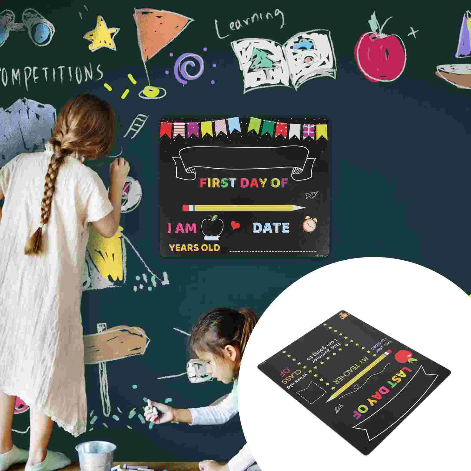 

School Day Sign First Chalkboard Board Last Kindergarten Preschool 1St Signs Supplies Children Erasable Chalk Party Blackboard