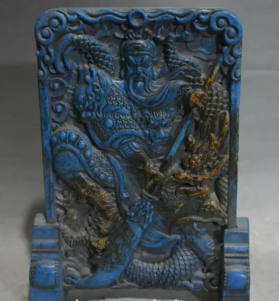 Китайский Бирюзовый нож Гуань Гонг Юй Воин Бог общий Дракон складной экран -