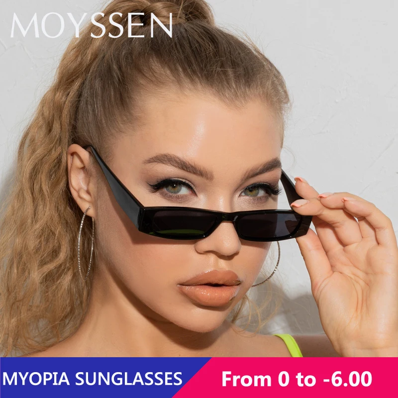 

2022 Women Fashion Small Narrow Rectangular Squre Frame Finished Myopia Lenses Sunglasses Woman Retro Style Sun Glasses Oculos