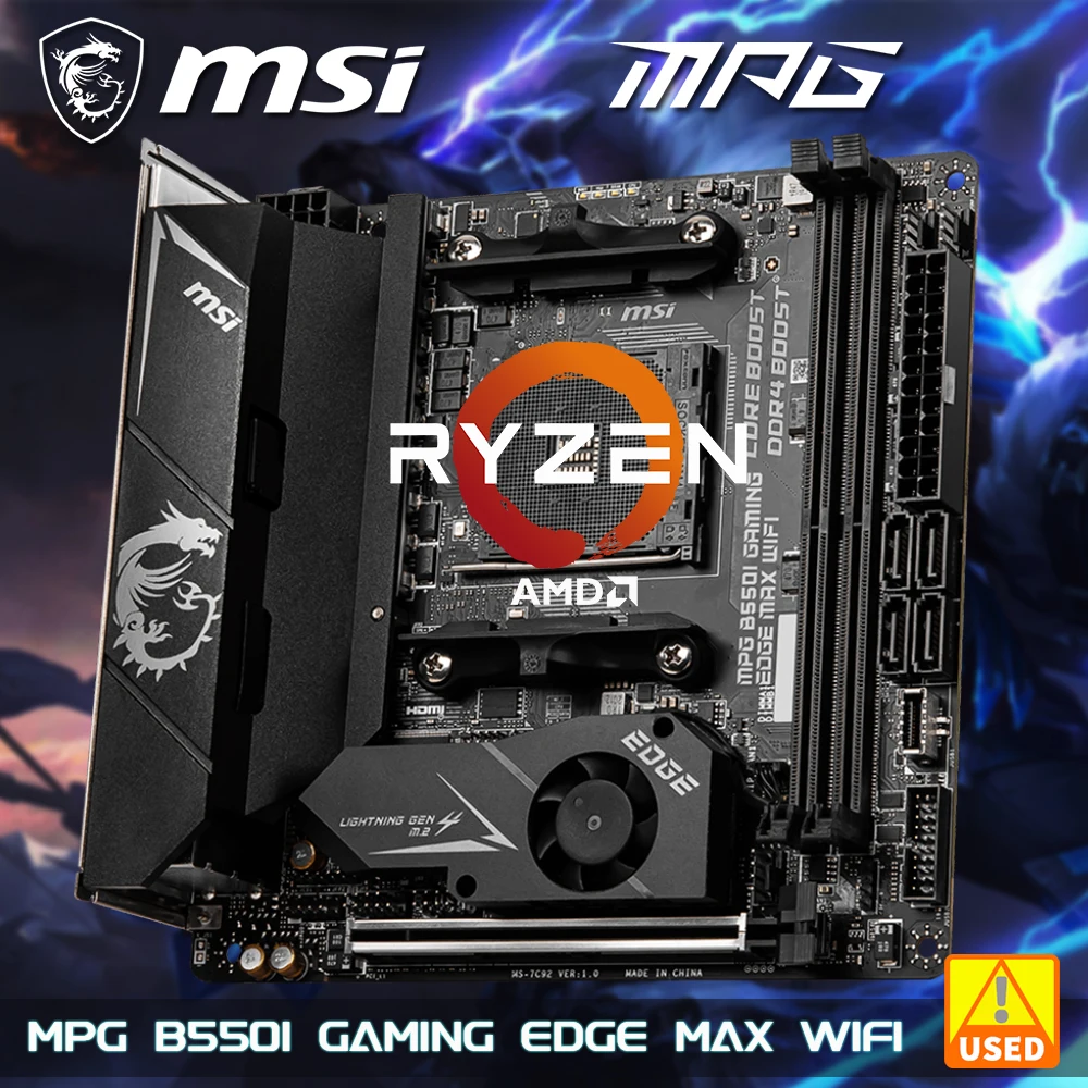 

MSI MPG B550I Gaming Edge MAX WiFi Gaming Motherboard AMD AM4 DDR4 PCIe 4.0 M.2 HDMI Wi-Fi AX Mini-ITX AMD Ryzen 5000 Series CPU