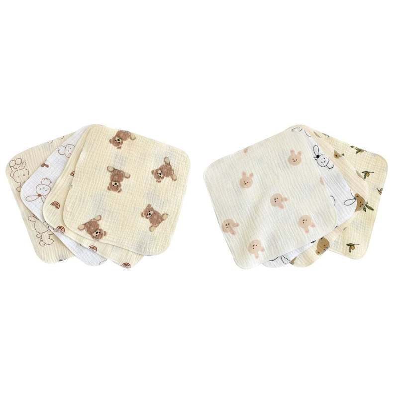 

C5AA Adorable- Baby Washcloth Cotton Squares Natural Baby Face- Towel Reusable Wipes