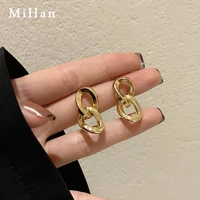 mihan 925 silver needle trendy jewelry metal chain dangle earrings popular design simply hip hop drop earrings for women