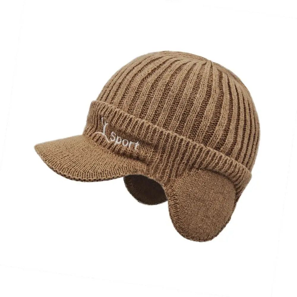 Простая однотонная шерстяная защитная шапка для ушей теплая пуловерная