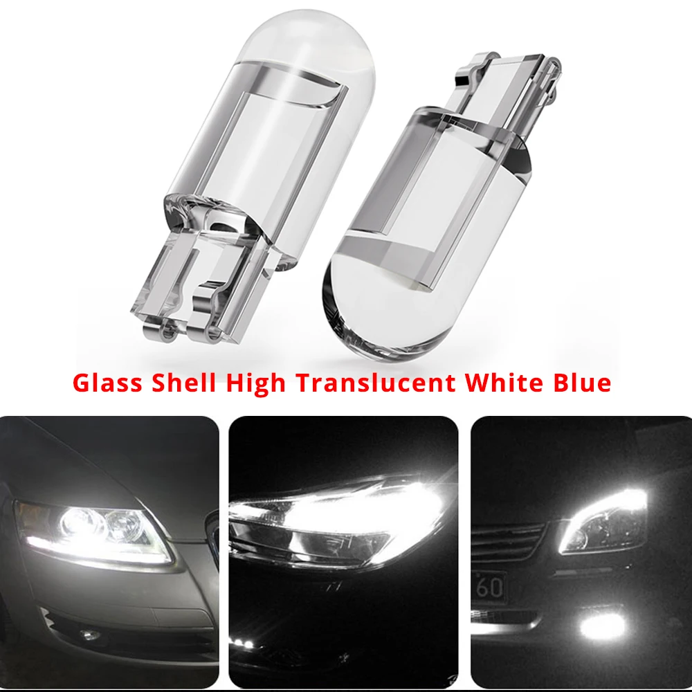 2PCS W5W 194 T10 Автомобильная лампа на стекле с корпусом Cob Led для рулевых тормозных огней постоянного тока 12 Вольт клемма номерного знака Лампа купола Свет Диодного освещения включен.