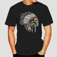 indian skull skeleton with headdress motorcycle t shirt s1341 5742x