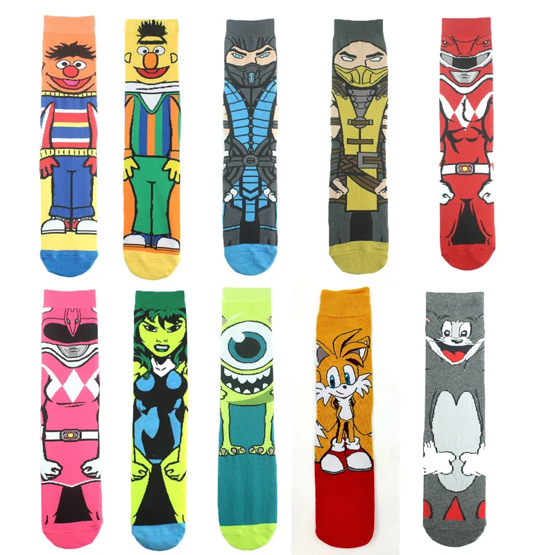 

Fashion Anime Socks Funny Cartoon Mens Socks Funny Men Combed Cotton Unisex Skateboard Crazy Novelty Happy Sokken Designer Sock