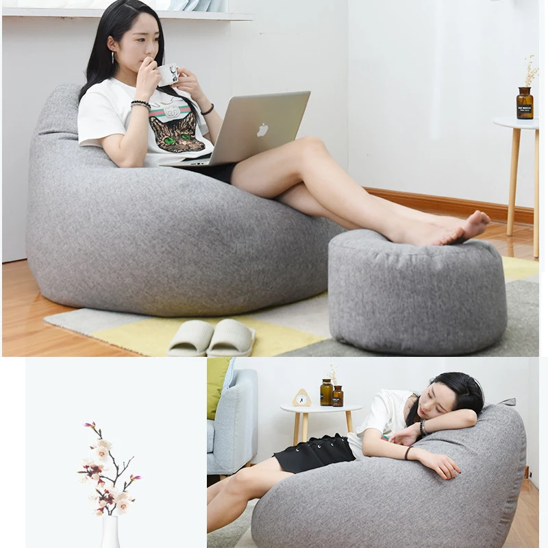 Большие/маленькие чехлы для диванов Lazy BeanBag стулья без наполнителя из льняной