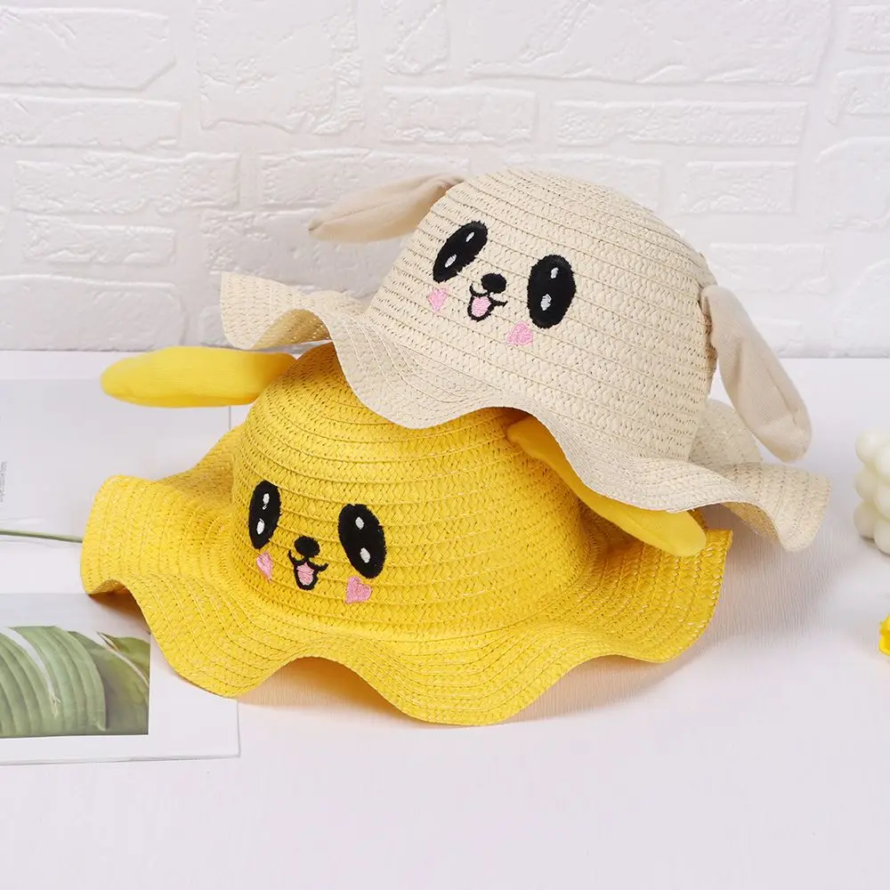 

Summer Moving Ears Wide Brim Breathable Beach Hat Straw Hats Fisherman's Hat Sun Hat