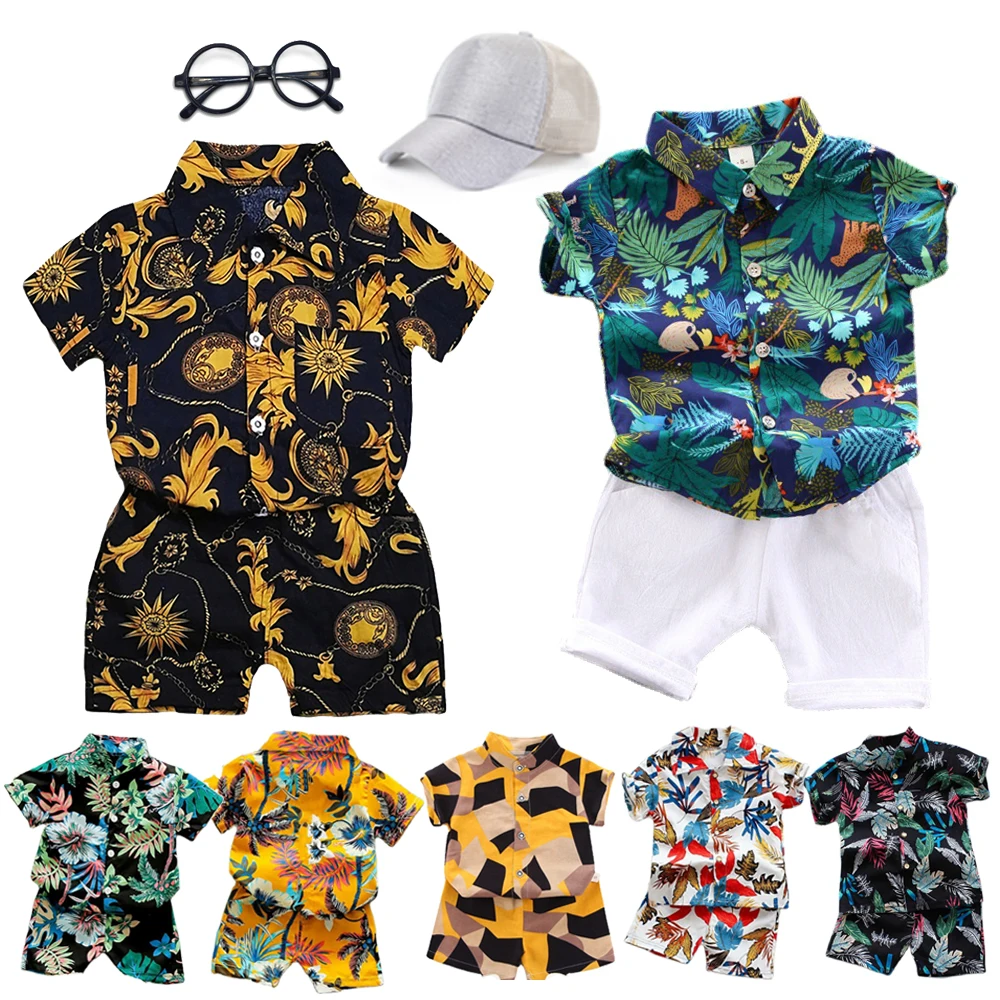 Комплекты одежды для маленьких мальчиков летняя одежда с цветочным принтом