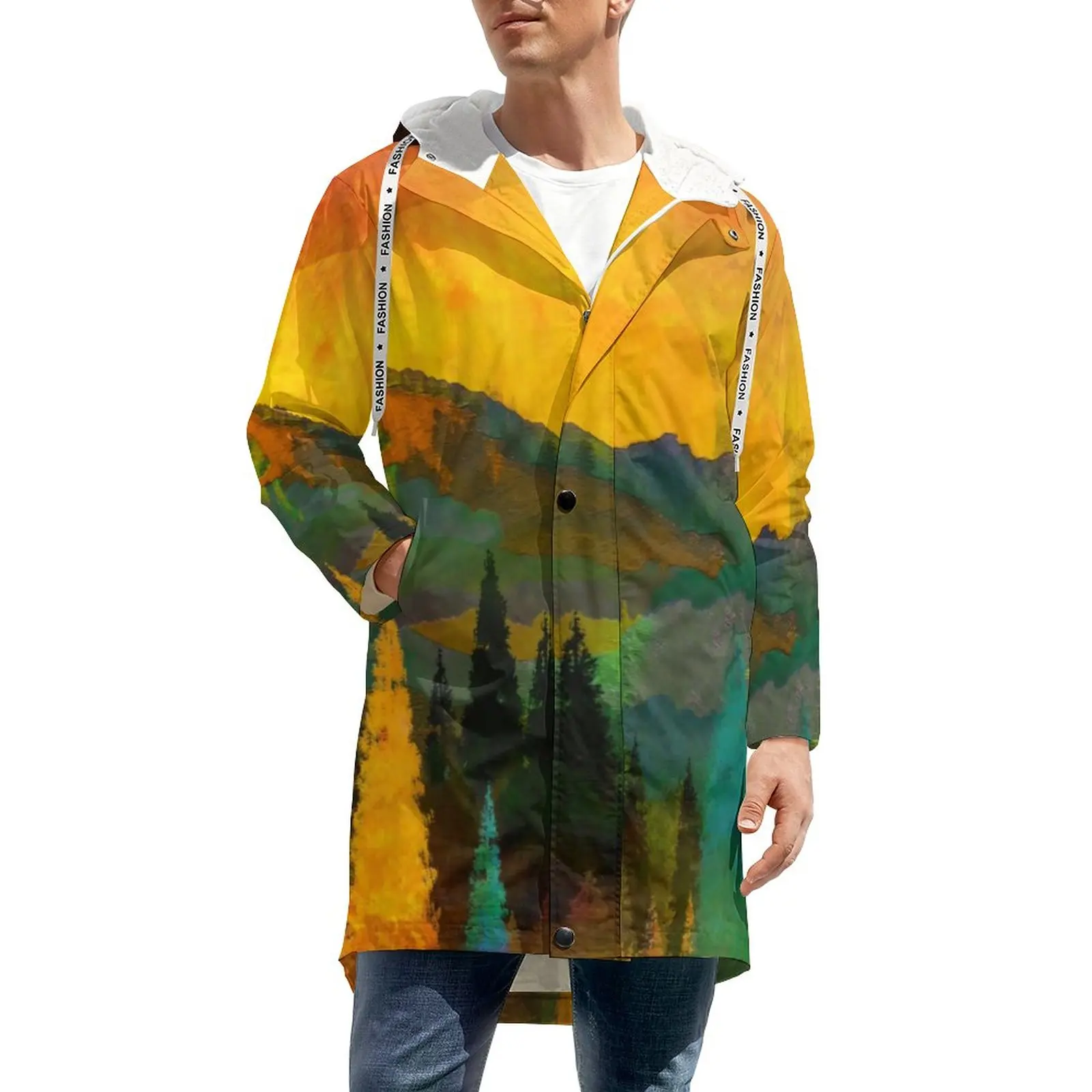 

Пальто С закатом деревьев и гор уличные повседневные теплые ветровки мужские дизайнерские Элегантные свободные зимние куртки 4XL 5XL 6XL