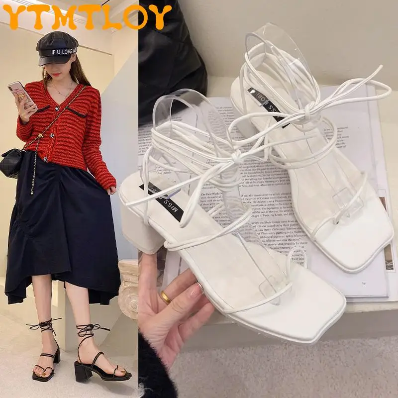 

2021 Summer New Style Hot Sale Super Fashionable Sexy Roman Style Open Toe Ankle Strap High Heel All-match Fairy Tale Sandals