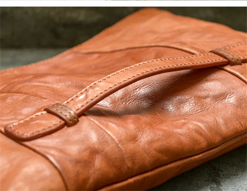 Retro fashion luxury natural genuine leather men large-capacity clutch bag daily work teenager outdoor mobile phone wallet bag