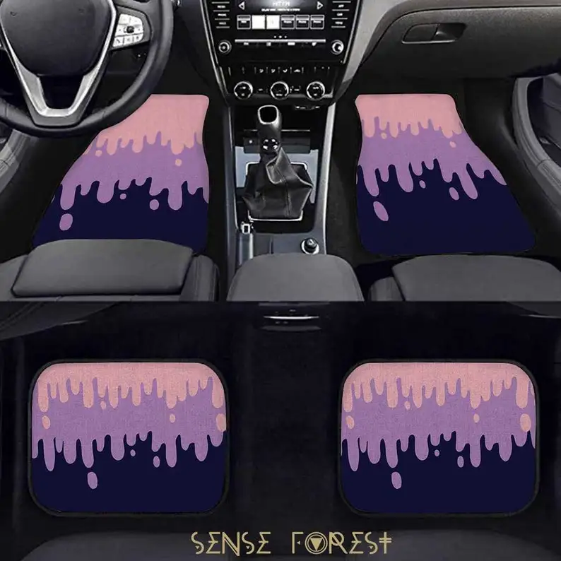 

Kawaii goth Paint drip floor mat, cute purple pastel car interior decor, cute goth car accessories, car mats for women, kawaii
