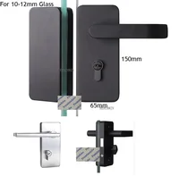Stainless Steel Single Double Side Glass Door Lock Latch With Pull Plate Handle Thumbturn Keys Brushed Black Commerical