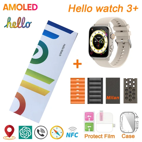 Часы Hello Watch 3 Plus Gen2 SmartWatch Original Ultra 49 мм WhatsApp 4G ROM NFC GPT GPS Компас