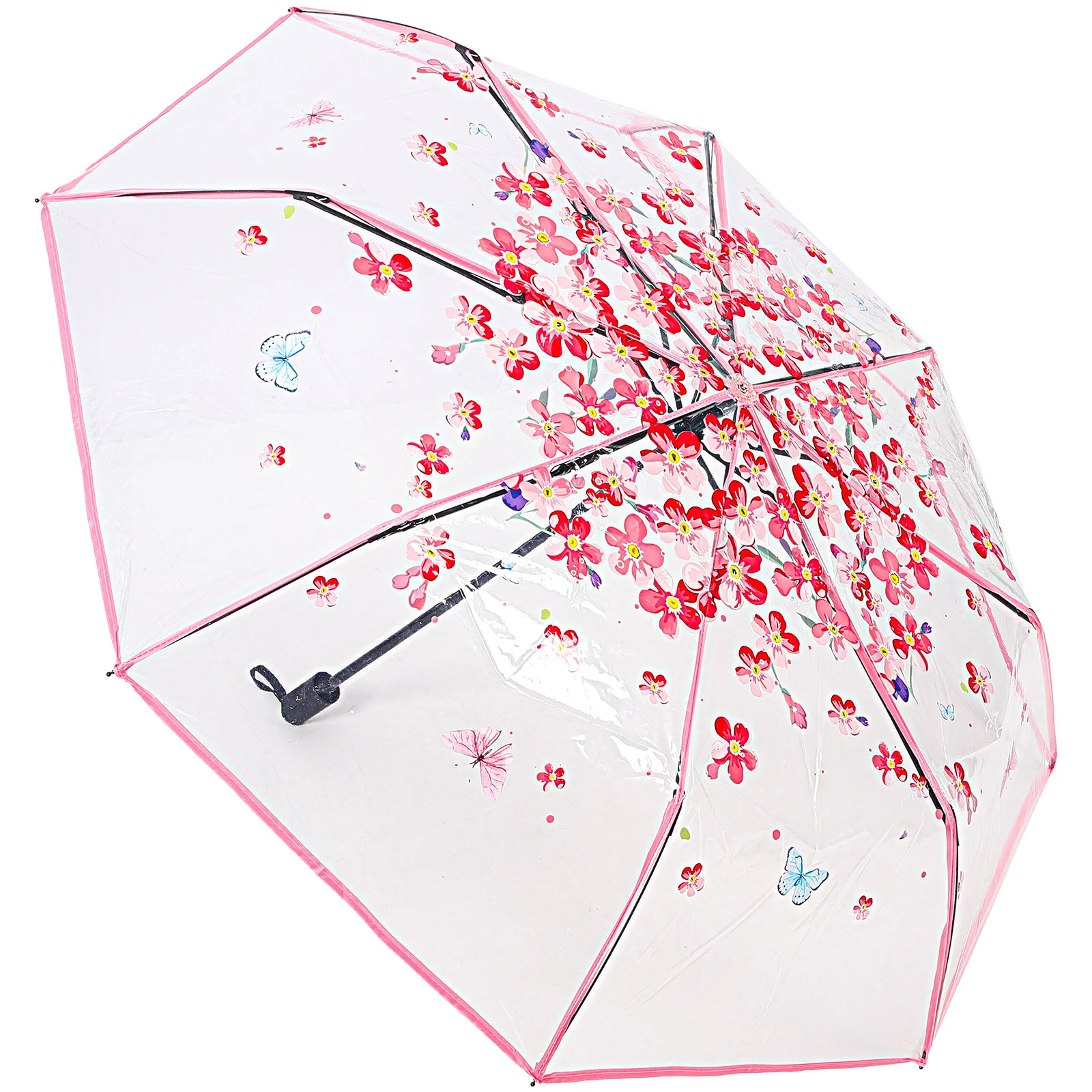 

Transparent Umbrella Backpacking Sun Blocking Folding Compact Protective Parasol Metal Travel
